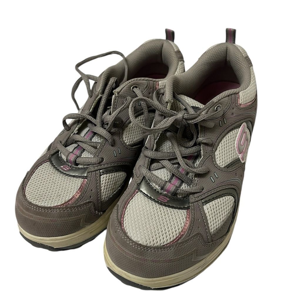 Skechers Shape Ups 11806 in Gray Pink SZ 9 Toning Walking Shoes Sneakers